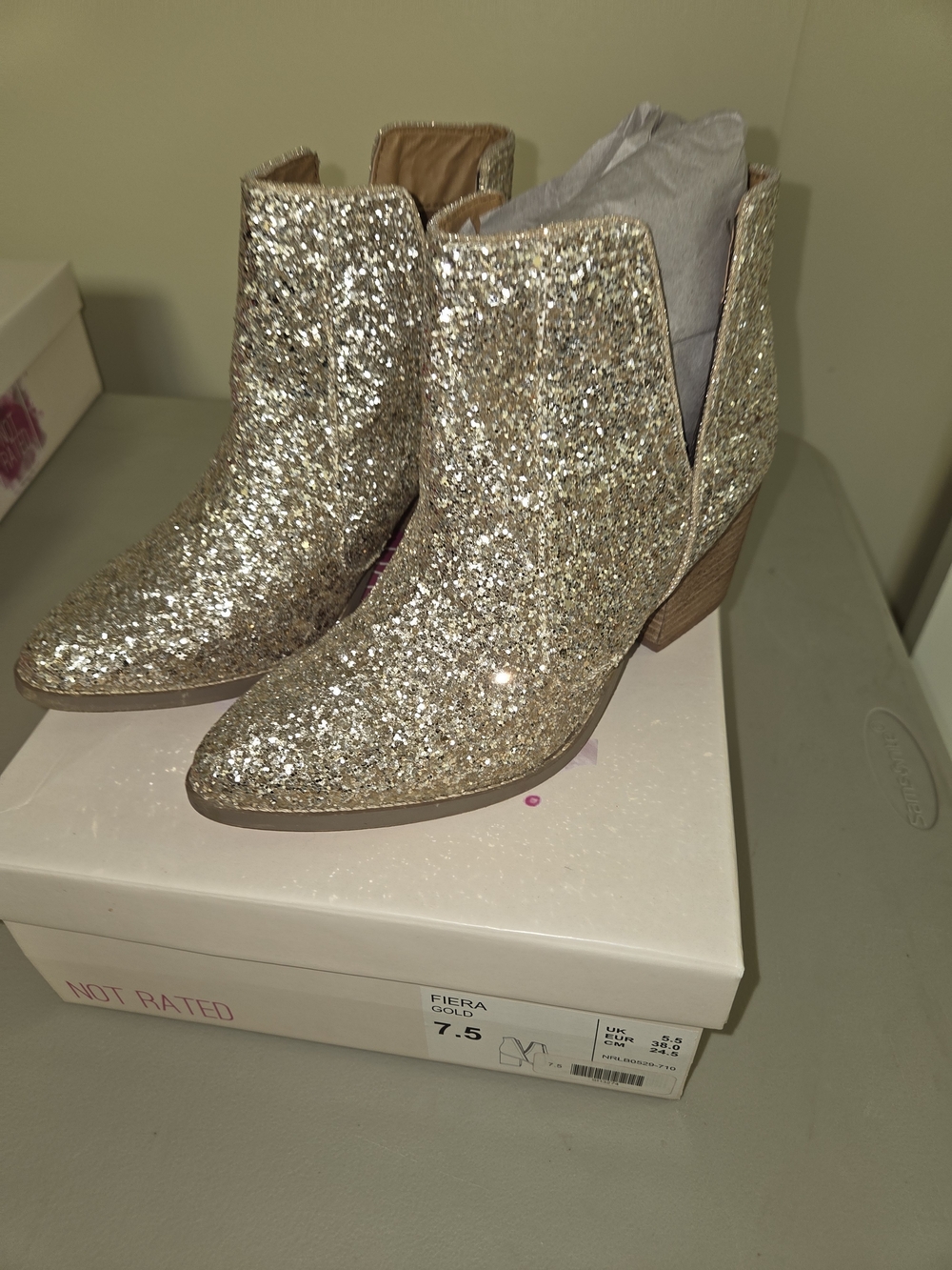 Not Rated Gold Glitter Ankle Boots